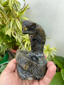 Escultura de Cobra de Labradorita |   Figura de Serpiente Tallada a Mano para Coleccionistas, Decoración de Interiores y Regalo - Product Image 4