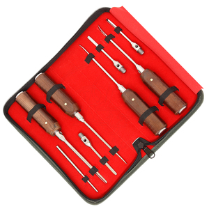 Kit d'outils dentaires : Élévateurs à dents de loup (incisives), ensemble de 12 pièces en acier inoxydable avec poignées en fibre et étui à fermeture éclair - Product Image 3