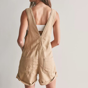 Casual Summer Style Women's High Waist Denim Overalls <b>Jumpsuit</b> Solid Color Loose Fit Breathable Cotton <b>With</b> Zippers <b>Jumpsuit</b> - Product Image 2