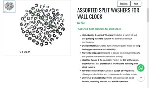 Assorted Split Washers Wall <b>Clock</b> Repair <b>Kit</b> 100 Pieces Metal Jumping Washers Precision Jewelry Tools |Item No GS-2231 - Product Image 3