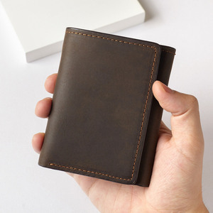 Cartera Triple de Cuero Genuino Premium para Hombre, con Logotipo Personalizado, Tarjetero de Cuero Vacuno Auténtico, Monedero Pequeño para Hombre LTW-0147 - Product Image 2