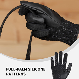 Gants d'équitation en cuir PU durable, imperméables, doublés de polaire thermique, pour l'hiver et les températures froides - Product Image 4