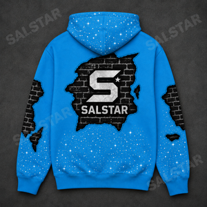 เสื้อแจ็คเก็ตฮู้ดดี้สีน้ำเงินแบบซิปสำหรับผู้ชาย ประดับด้วยคริสตัล พร้อมลายกราฟิกและโลโก้แบบกำหนดเอง – เสื้อสเวตเชิ้ตสตรีทแวร์ระดับพรีเมียม - Product Image 4