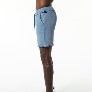 Pantalones Cortos de Algodón French Terry Pesado para Hombre, con Lavado Ácido, Estilo Vintage, Bajo Deshilachado, Malla Transpirable para Gimnasio, OEM, Venta al por Mayor - Product Image 1