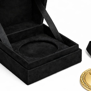 Caja de premios de microfibra negra de primera calidad, caja de presentación de premios con incrustaciones personalizadas y marca personalizada, hecha en Tailandia - Product Image 2