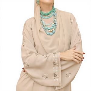 Best Selling Kaftan Abaya Handmade Turkish Floor Length Long Sleeve V Neck Polyester Regular Fit Casual Evening Party Flared - Product Image 4