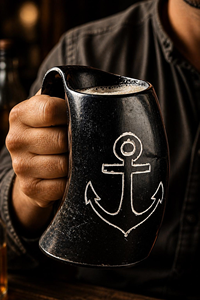 FAIZA CRAFT Chope à boire artisanale viking (corne de buffle et de bœuf) couleur naturelle, objet d'art et de collection, chope à bière - Product Image 2