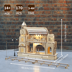Kit di Costruzione Modello Stazione Ferroviaria 3D in Legno, Puzzle Fai-da-Te Artigianale, Regalo di Natale Unico - Product Image 2