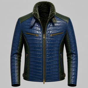 Veste en cuir véritable pour homme de qualité supérieure pour l'automne et l'hiver, style streetwear, teinture unie, avec service OEM, vente en ligne - Product Image 2