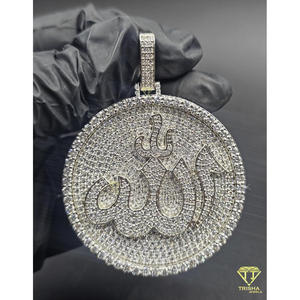 Pendentif Iced Out avec le nom d'Allah en écriture arabe, serti de diamants de laboratoire, bijoux hip-hop, collier en argent sterling 925 - Product Image 6