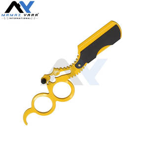 Navaja de afeitar de barbería de hoja única recta con elegante mango de anillo para hombre, para uso en salón y hogar, amarillo y negro - Product Image 6