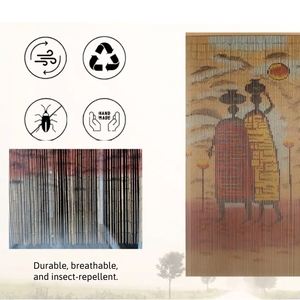 Dreamy Vertical Blinds Bamboo Wood Bohemian Design African Village Blackout Eco-Friendly Screen Printing Wide <b>Blade</b> High Quality - Product Image 3
