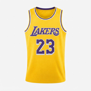 เสื้อบาสเก็ตบอลชาย Lakers James 23 แบบสั่งทำพิเศษ พร้อมชื่อทีม แห้งเร็ว 100% โพลีเอสเตอร์ สีเหลืองม่วง แบบซับลิเมชั่น - Product Image 4