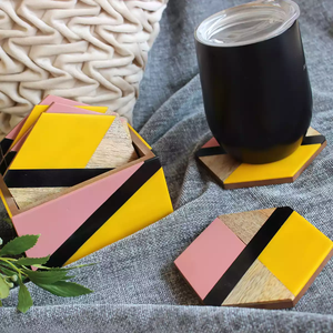 NEHA ENTERPRISES Luxury Wooden Resin Coaster Set Natural Wood Epoxy Art Coasters for Kitchen Dining and <b>Bar</b> - Product Image 3