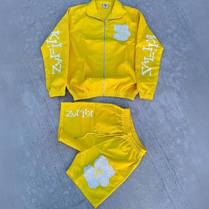 Custom Color Block Men's Nylon Windbreaker Jacket and Shorts <b>Set</b> Full Zip Water Resistant Training Tracksuit - Product Image 3