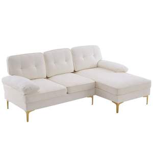 Divano Modulare a Tre Posti Semplice ed Elegante in Beige per Soggiorno - Product Image 1