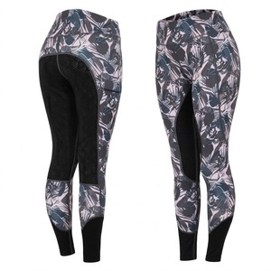 Leggings d'équitation pour femmes OEM, taille haute, imprimé léopard, avec bande latérale, sublimation, extensibles dans quatre directions, tricotés - Product Image 3