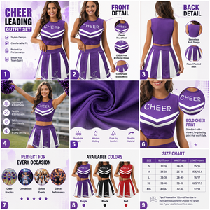 Women Cheerleaders Costume Cosplay Set Adult Football Halloween Dress Custom Logo Rhinestone <b>Sequin</b> Design Polyester/Cotton - Product Image 6