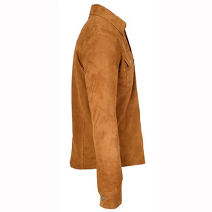 Factory Wholesale Cheap Price Premium Quality <b>Men's</b> Full Sleeve Button Real Goat <b>Suede</b> Leather Shirt - Product Image 4