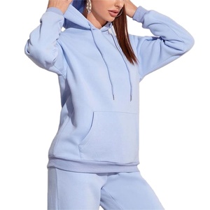 Sudadera con Capucha de Forro Polar para Mujer, Color Sólido, con Bolsillos, Estilo Casual para Otoño, Manga Larga, Tejida, Servicio OEM - Product Image 3