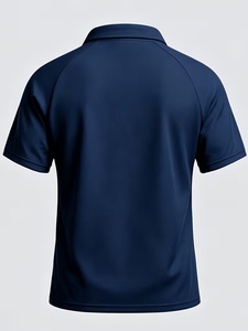 T-shirt sportif à manches courtes pour homme, coupe classique, uni, col zippé, respirant, imprimé par transfert thermique, en polyester tricoté - Product Image 5