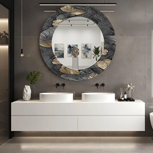 Round Handmade Contemporary Wall <b>Mirror</b> with Bone Inlay for Modern Decor Bathroom & Living Room Art From REHMAN <b>CRAFT</b> - Product Image 5