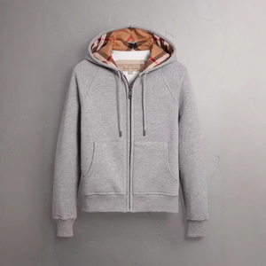 Sweat à capuche zippé en coton 100% à carreaux de haute qualité Burbes pour l'hiver, avec logo de marque brodé, pour homme/femme, coupe universelle - Product Image 2