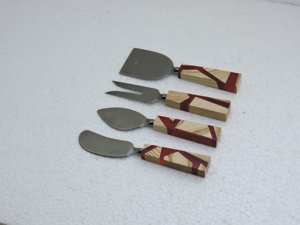 Ensemble d'ustensiles à fromage en acier inoxydable 4 pièces avec manche en bois et résine, écologique, antidérapant, léger, sans danger pour les aliments, lavage à la main uniquement - Product Image 6