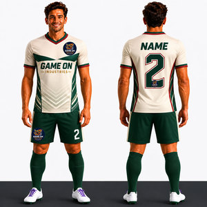 Men's Custom Sublimated <b>Soccer</b> Uniform Short Sleeve V-Neck Breathable Polyester Football Uniform Adult Team Apparel - Product Image 1