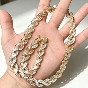 Cadena de eslabones de plata de ley 925 con moissanita talla baguette, estilo Iced Out, joyería de lujo hip hop para uso unisex. - Product Image 6