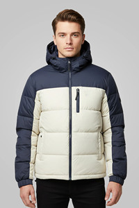 Blouson matelassé blanc à capuche pour femme, léger, coupe-vent, fermeture éclair sur le devant, manteau d'hiver décontracté, couleur unie, coupe ajustée, polyester, polaire - Product Image 3