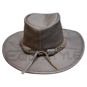 Chapeaux en cuir de vachette marron avec bande tressée, style western australien, haute qualité, unisexe, mode, voyage en plein air, chapeaux de cowboy - Product Image 2