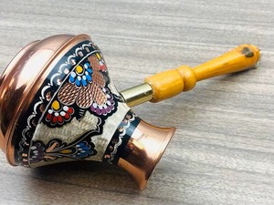 Cafetera Turca de Cobre de Calidad Garantizada con Mango de Madera, Diseño Tradicional, Forma Redonda, Utensilios para Café y Té, Percolador - Product Image 4