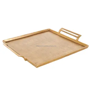 Plateau décoratif en métal tendance mondiale pour la maison, plateau artisanal en métal au design moderne, finition martelée, Noël, Zahid Exports, Grand Grossiste - Product Image 3