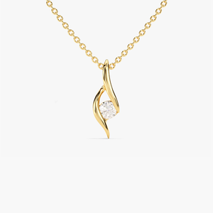 Collar con Colgante de Diamante de Corte Brillante Solitario de Lujo con Certificación IGI de 0.10 CTW, Oro Amarillo de 14K, para Regalo de Compromiso o Boda - Product Image 1