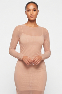 Women Sheer Mesh Midi Dress Long Sleeve Bodysuit Sexy Nightwear See Through Dress Light Quick Dry Sheer Mesh <b>Body</b> Suits Womens - Product Image 5