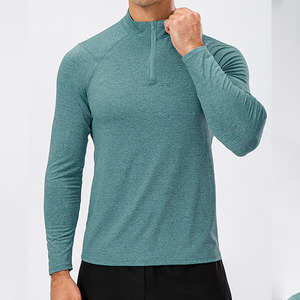 Haut de sport athlétique pour homme à manches longues avec quart de zip, séchage rapide, pour la course et l'entraînement en salle de sport, service OEM - Product Image 4