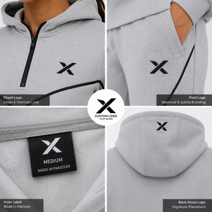 Chándal Deportivo de Otoño para Mujer X Sports City, con Capucha, Media Cremallera, Estampado, Color Sólido, Estilo Deportivo, con Bolsillos Laterales - Product Image 4
