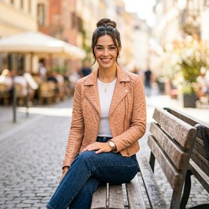 Chaqueta de Motociclista de Cuero Vacuno Repujado, Diseño Acolchado Transpirable y Ecológico, Forro de Seda, Hecha a Mano, Exótica y de Lujo - Product Image 2