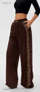 ONETEN APPARELS <b>Women's</b> Leopard Side Stripe <b>Corduroy</b> Wide Leg Pants <b>High</b> <b>Waist</b> Elastic Loose Drawstring Autumn <b>Trousers</b> - Product Image 6