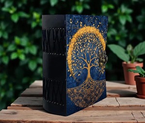 Diario botánico de cuero hecho a mano con tapa dura, diseño Árbol de la Vida, con borde deshilachado, 200 páginas - Regalo estilo Cottagecore - Product Image 4