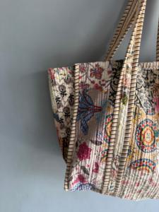 Sac fourre-tout en coton imprimé bohème avec design matelassé et poignées rayées pour femme, usage quotidien, cadeau pour elle - Product Image 2
