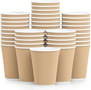 Vaso de papel desechable para café con pared ondulada de 6oz-16oz con logotipo personalizado y tapas a presión para comida para llevar en restaurantes - Product Image 6