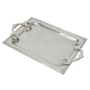 Mirror Polish Food Serving <b>Tray</b> Commercial Use Metal <b>Breakfast</b> <b>Tray</b> With Horse Bit Handle Decorative <b>Trays</b> Event Party Supplies - Product Image 1