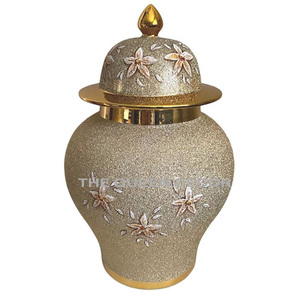 European Style Gold & Black Enamel Finish Handmade Aluminum Metal Decorative <b>Ginger</b> <b>Jar</b> With Lids Usage Kitchenware Tabletop - Product Image 6