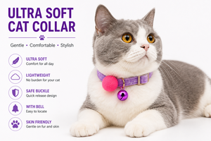 Ultra Soft Cat <b>Collar</b> OEM ODM Custom Logo Adjustable Velvet Kitten <b>Collar</b> with Bell Direct Manufacturer - Product Image 2