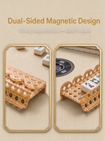 Support magnétique double face pour tuiles de mahjong en acrylique, avec poussoir de tuiles, motif en treillis de bambou, coins arrondis, compatible avec les tuiles de 40 mm, 2 tailles