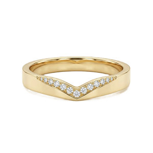 Fine Ring Chevron Diamond Band 9K 10K 14K 18K Solid Gold V Shape Stackable Band Minimalist Pave Diamond Engagement Bridal Band - Product Image 1