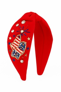 USA Star Beaded <b>Headband</b> 4th of July Patriotic Rhinestone Knot Hairband for Women and Girls Comfortable Embellishments <b>Headbands</b> - Product Image 2