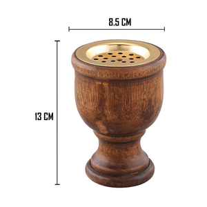 Wooden Cup Bakhoor Burner Handcrafted Goblet Design With Removable Gold <b>Top</b> Tray. Traditional Arabian Incense Holder For Home - Product Image 2